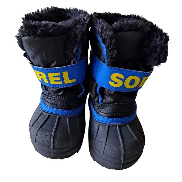 Sorel Snow Commander Insulated Waterproof Winter Boots Black Blue Toddler Size 5 - Picture 2 of 13